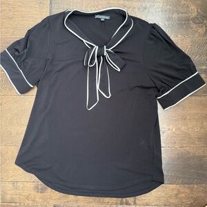 Adrianna Papell Black Blouse with White Piping